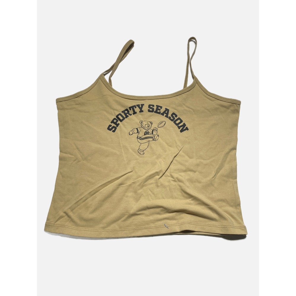 Wild Fable Cami Tank Top Womens Medium‎ Gold Sporty Season Bear Graphic Casual